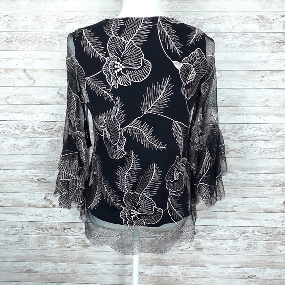 Alfani Blouse PS Pink Floral Sheer Sleeves 600 - Picture 4 of 7